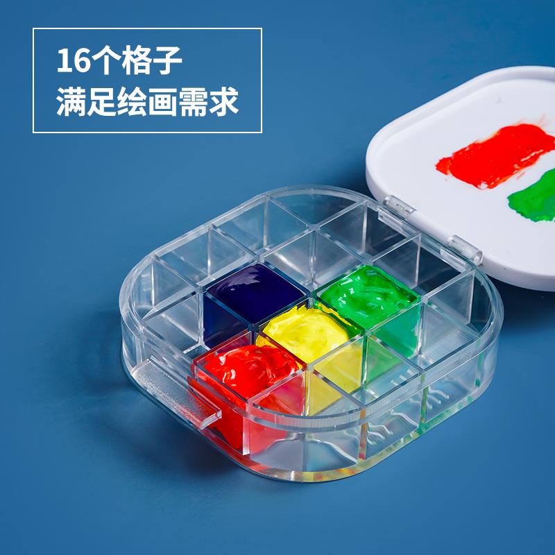 秀谱洗笔筒调色盘洗笔桶水彩保湿盒24格36格颜料盒调色盒折叠便携 - 图2