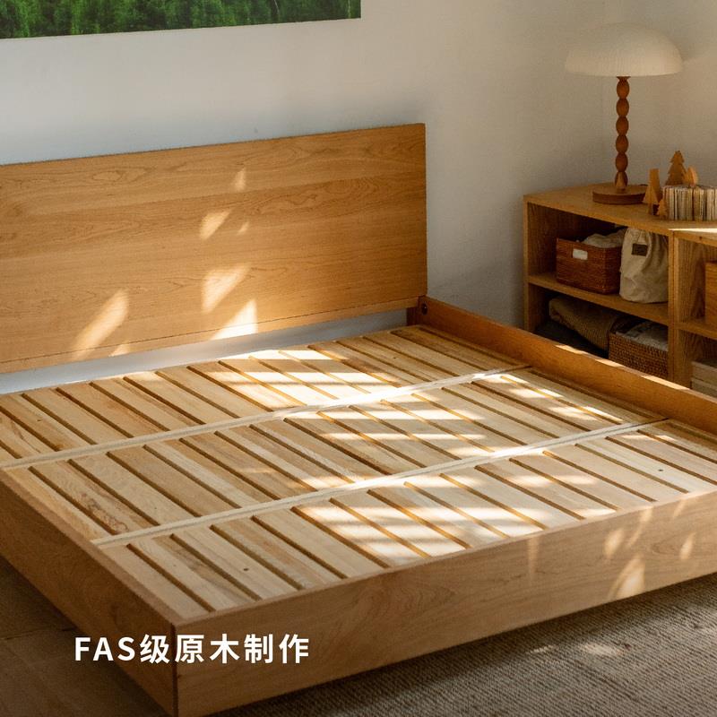 MUMO木墨悬浮床北美黑胡桃樱桃木日式实木现代简约卧室双人无床头 - 图2