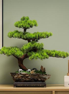 彷真假绿植迎客松盆景植物家居客厅玄关办公室桌面装饰摆件造景