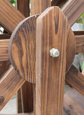 户外园艺用品造园假山流水喷泉碳化防腐木水车流水摆件装饰水车轮