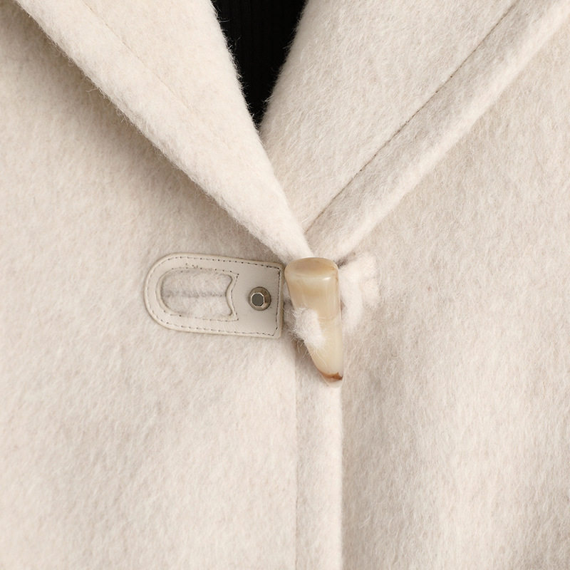 2024年新款双面羊毛大衣女斗篷冒领小个子女装羊绒大衣女