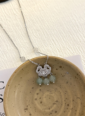 复古平安锁吊坠项链女 小众设计感百搭锁骨链气质颈炼新中式配饰