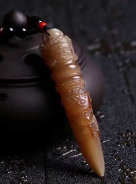 极速念道天然西藏牦牛角尖金刚杵吊坠项链普巴撅男女挂件雕刻牌子