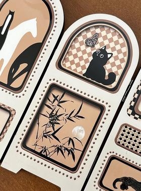 法式复古屏风装饰摆件中古新款桌面摆画高级感小众创意电视柜摆设