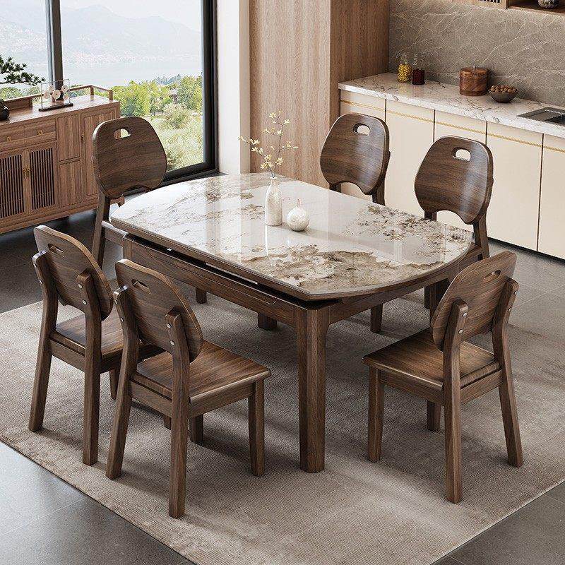 北美黑胡桃板岩实木餐桌和椅子组合为家庭小公寓可伸缩折叠方形和,淘宝优惠券,粉丝福利购,淘宝优惠卷