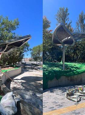 不景观雕塑叶安脉廊架锈钢面无缝焊yc002接漆公园室外改造无忧制