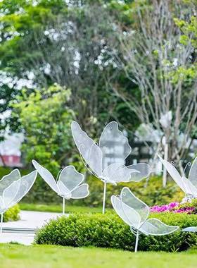 户外蝴蝶园景林观金属花朵不锈钢镂空公英雕蒲花塑铁艺梅鹿马不锈
