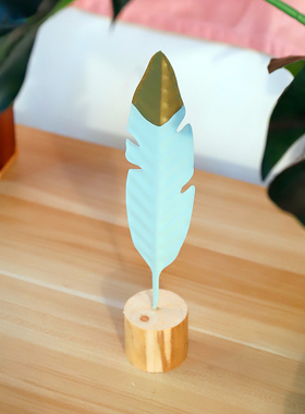 ins北欧创意铁艺羽毛女生卧室个性小摆设家居客厅装饰品礼物摆件