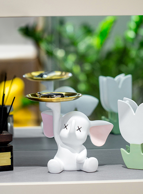 小飞象托盘大象入户玄关钥匙收纳摆件进门家居装饰品乔迁新居礼物
