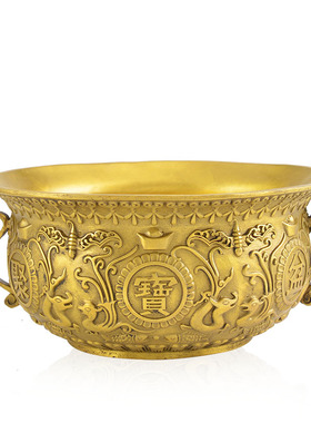 全铜聚宝盆摆件招财风水如意客厅店铺收银台装饰品工艺开业礼品