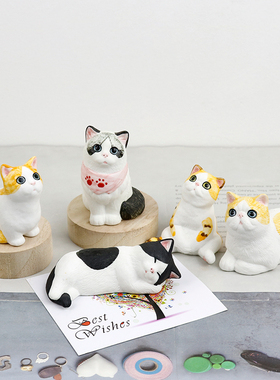 热销可爱小猫咪陶瓷摆件创意家居装饰品加菲猫公仔办公室桌面摆设