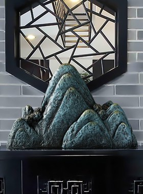 热销中式假山石摆件造景小盆景客厅办公室山水摆设室内玄关桌面装