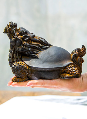 茶台风水招财马首龙龟镇纸摆件