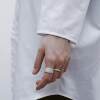 OLIOEACETO sterling silver ribbed wide ring