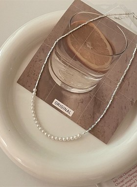 极速碎银几两碎银子珍珠项链女小众轻奢颈链锁骨链