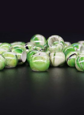 Green Pattern Round Hole Plastic Jewelry Bead Resin Hair Jew