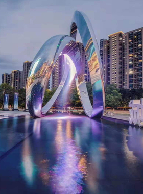 户外大型不锈钢雕塑定制金属广场钢结构抽象地标造型园林景观落地