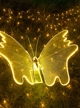 户外不锈钢铁艺镂空发光蝴蝶大雕塑园林景观房产定制落地摆件装饰