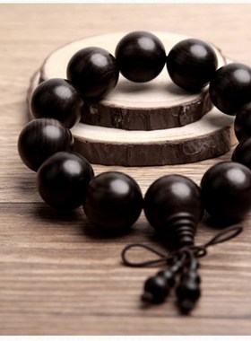印尼黑檀木手串乌木紫光檀顺纹沉水佛珠紫檀檀香木男女情侣款手链