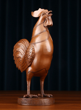 紫铜鸡摆件大吉大利公鸡生肖鸡客厅办公室新中式桌面装饰品礼品