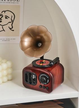 复古留声机怀旧礼物摆件八音盒玄关书柜桌面创意音乐盒家居装饰品