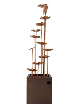 中式复古荷叶客厅家居装饰品酒店大堂公司玄关招财落地流水摆件