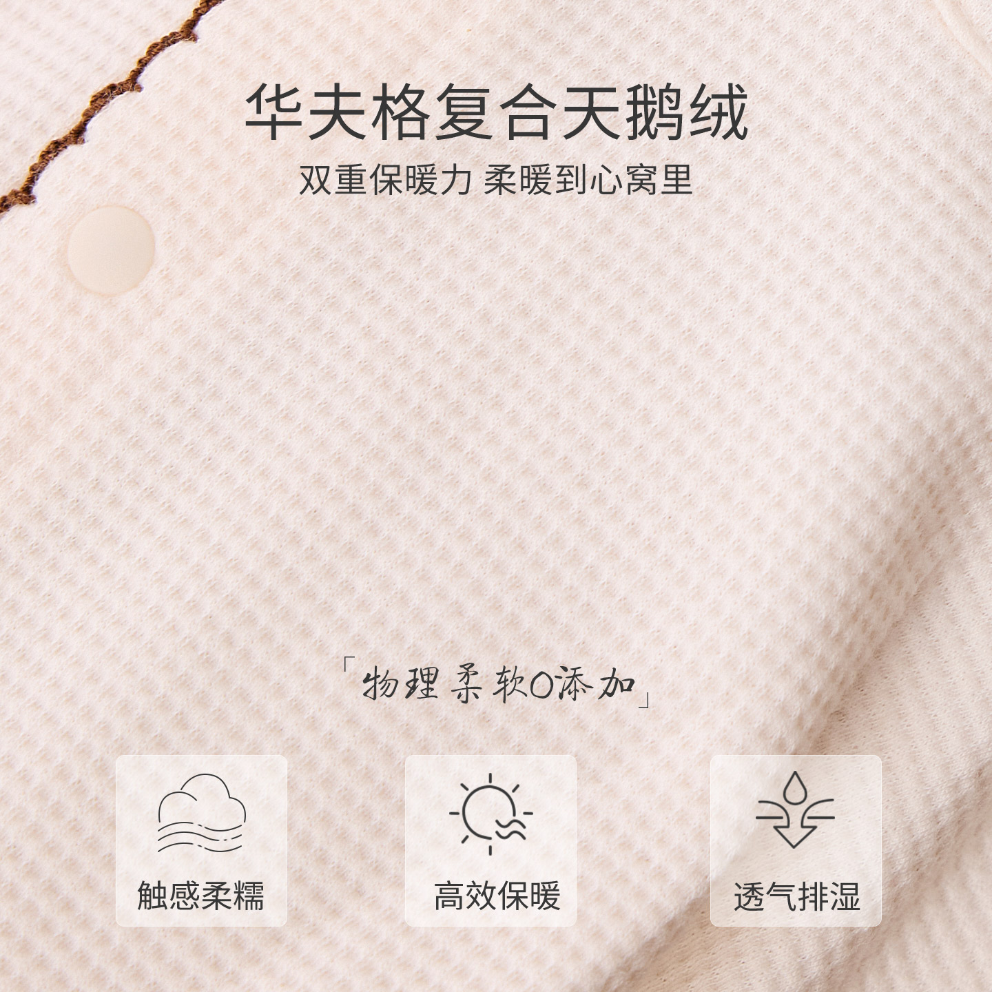 Oakmont婴儿加绒连体衣秋冬满月宝宝衣服新生儿一体绒华夫格爬服 - 图1