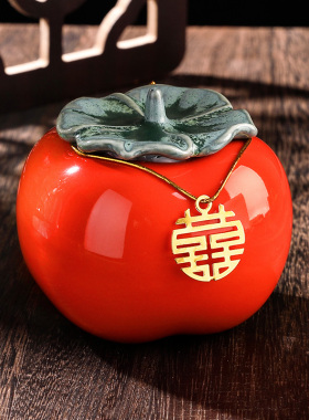 好货创意仿真柿子喜罐结婚订婚宴柿柿如意家具小摆件茶具婚庆用品