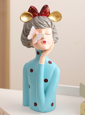 北欧轻奢蝴蝶结女孩钥匙收纳摆件家居客厅装饰品进门玄关酒柜摆设