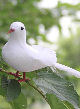 仿真鸽子装饰摆饰创意室内假和平鸽diy白鸽婚庆商场装饰羽毛小鸟