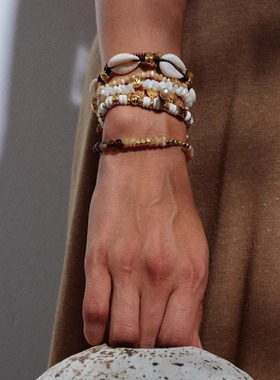 棕色系马蹄螺玛瑙贝壳手链