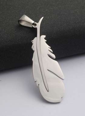 Men's Necklace Stainless Steel Feather Titanium Steel Pen