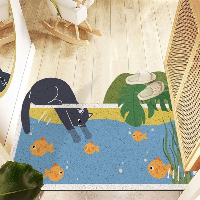 可爱猫咪家用玄关入户地垫可剪裁可冲洗耐脏门垫进门刮泥丝圈脚垫 - 图1