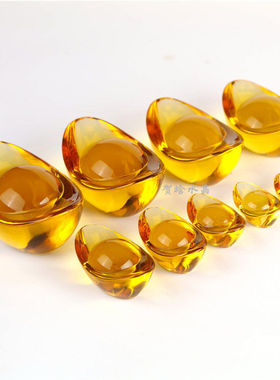 特价黄水晶元宝大小金元宝水晶元宝风水招财元宝摆件客厅家居装饰