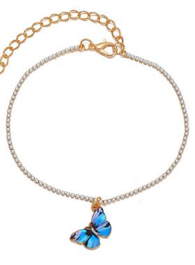 极速Gradient butterfly necklace color couple clavicle chain