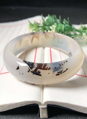 59圈口海洋玉髓手镯天然玛瑙草花饰品玉镯叮当镯轮胎细条加宽送礼