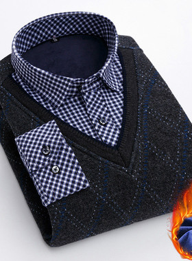 好货Quality Men's Winter Warm Soft Casual Shirt Sweater