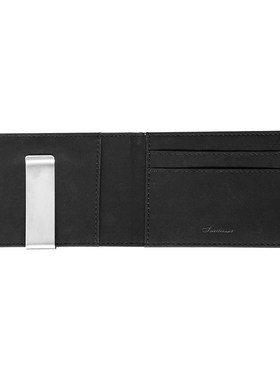 好货Hot Sale Fashion Solid Mens Thin Bifold Money Clip Leat