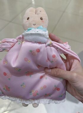 日本KUSUGURU茉莉兔束口袋化妆包古早杂物收纳小包少女心零钱包