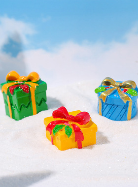 微景观圣诞节礼物盒树脂微缩摆件