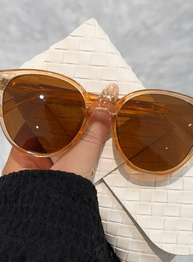 时尚韩版网红街拍百搭太阳眼镜女防晒复古圆框防紫外线墨镜