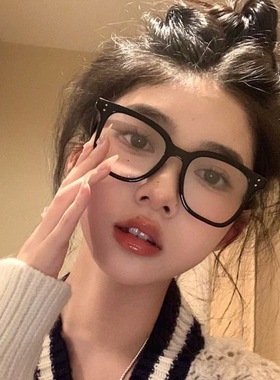 复古黑框眼镜框女大框显瘦无度数防蓝光大脸素颜可配近视眼镜男