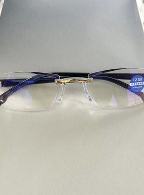 智能变焦防蓝光无框架切边老花镜远近两用双光高清多焦点老人眼镜