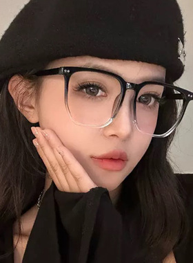 时尚网红快手黑框眼镜素颜可配近视女大框显瘦平光镜框潮