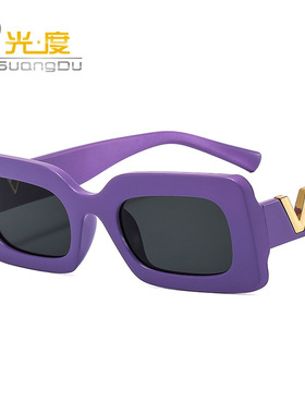 英文方框太阳镜2022新款欧美ins小框嘻哈墨镜 拍照防晒太阳眼镜女