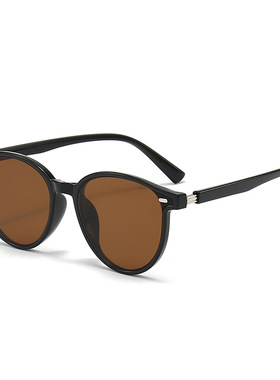 新款复古圆形铆钉百搭韩版墨镜女方脸显瘦网红度假太阳镜男