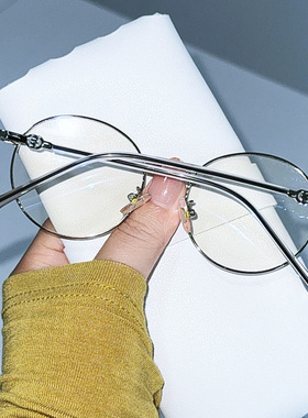 新款防蓝光眼镜框女可配高度数近视眼镜架素颜复古圆框平光镜