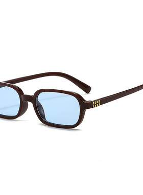 新款同款书呆子个性墨镜女方框玳瑁色小窄框复古太阳眼镜潮