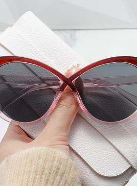 大框拼色蝶型墨镜 跨境欧美交叉个性撞色眼镜网红款ins防晒太阳镜