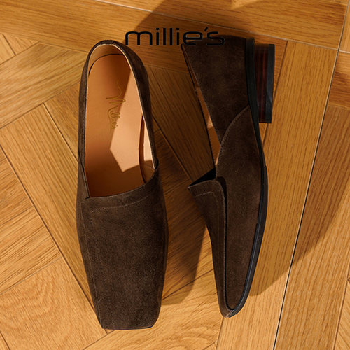 MILLIE'S/妙丽2025新款超级复古玛丽珍鞋平底方头低跟英伦风单鞋 - 图0